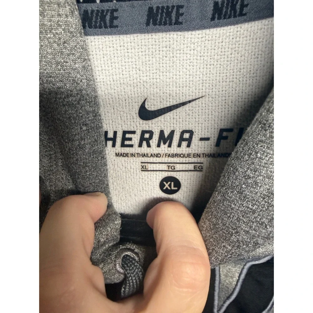 Nike Therma-FIT Hoodie Mens XL Grey Pullover Training Sweatshirt Logo Heathered‎